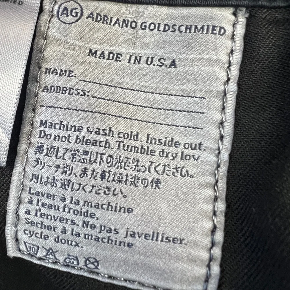 AG Adriano Goldschmied The Protege Straight Leg Mens Jeans 36x34 Black Stretch‎